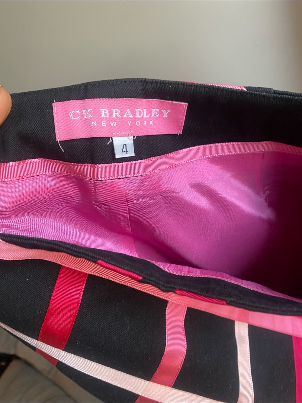 CK Bradley New York Black Pink Striped Skirt (Size 4)